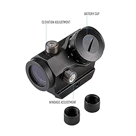 Pinty 1x25mm Tactical Red Dot Sight 3-4 MOA Compact Red Dot Scope 1 Riser Mount for Cowitness with Iron Sights Waterproof and Shockproof Scratch Resistant Amber Lens