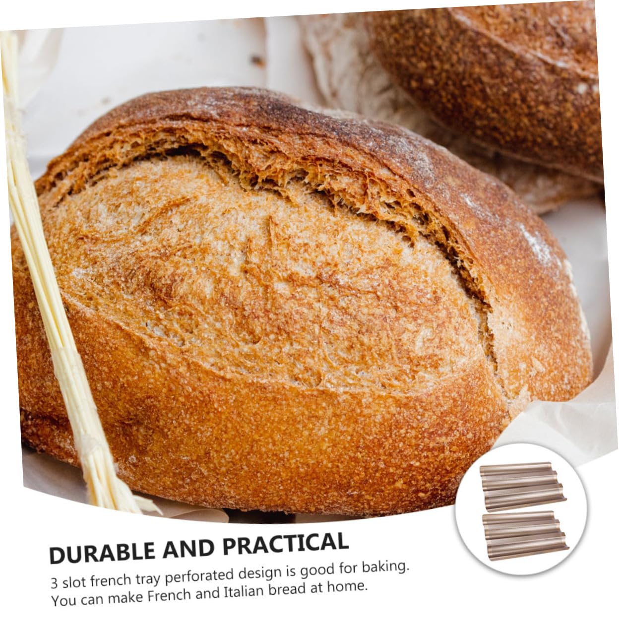 TIDTALEO 2 pièces Moule Baguette Antiadhésif Acier Doré Compartiments Cuisson Uniforme Rapide Lot de Petits Moules pour Français et Italien Fait Maison