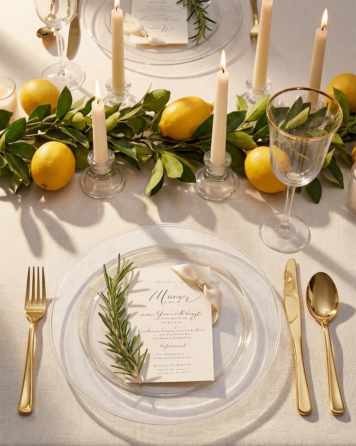 bUCLA 100Pieces Clear Plastic Plates -10.25inch Disposable Dinner Plates- Premium Weddings& Party Plates