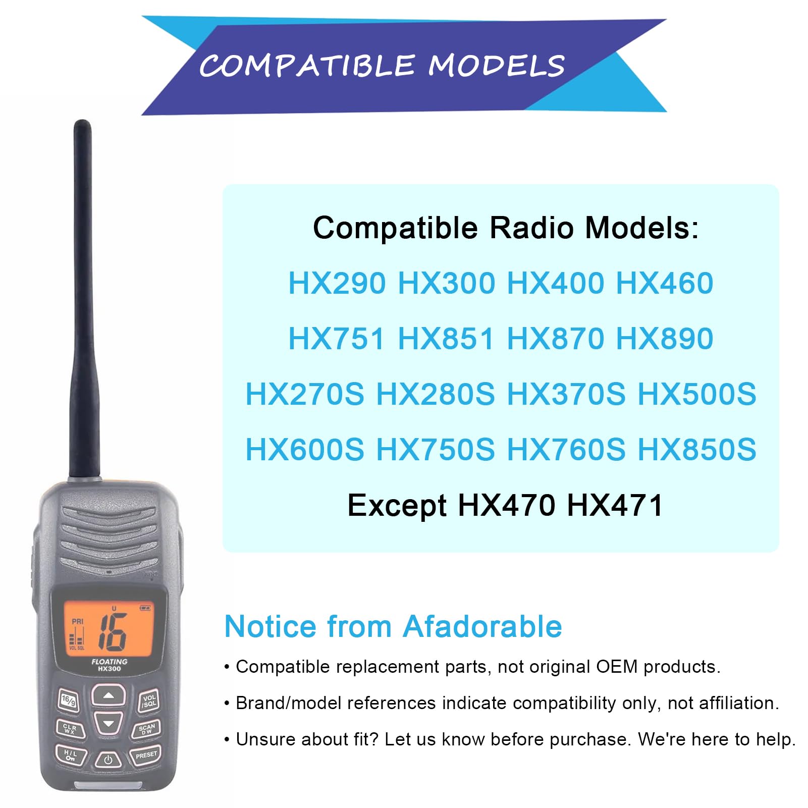 Antena CAT460 do standardowych horizon HX270S HX370S HX280S HX290 HX300 HX400 HX870 HX890 HX380 HX460 HX751 HX851 HX500S HX600S HX760S HX850S Radio
