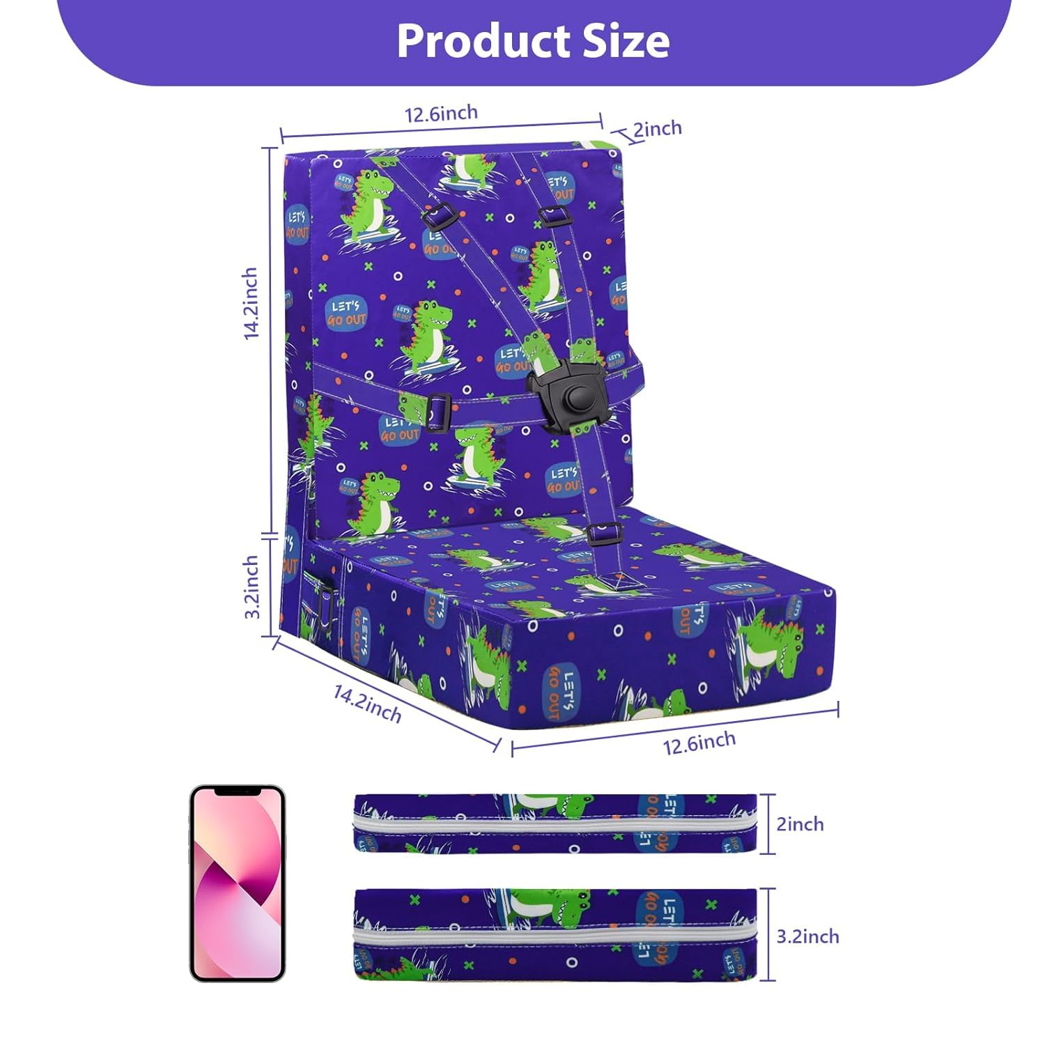 Rialzo da Sedia per Bambini, Cuscino Rialzo Sedia per Bambini Fibbia a 5 Punti Sicurezza più Forte 2 Pezzi (Blu)