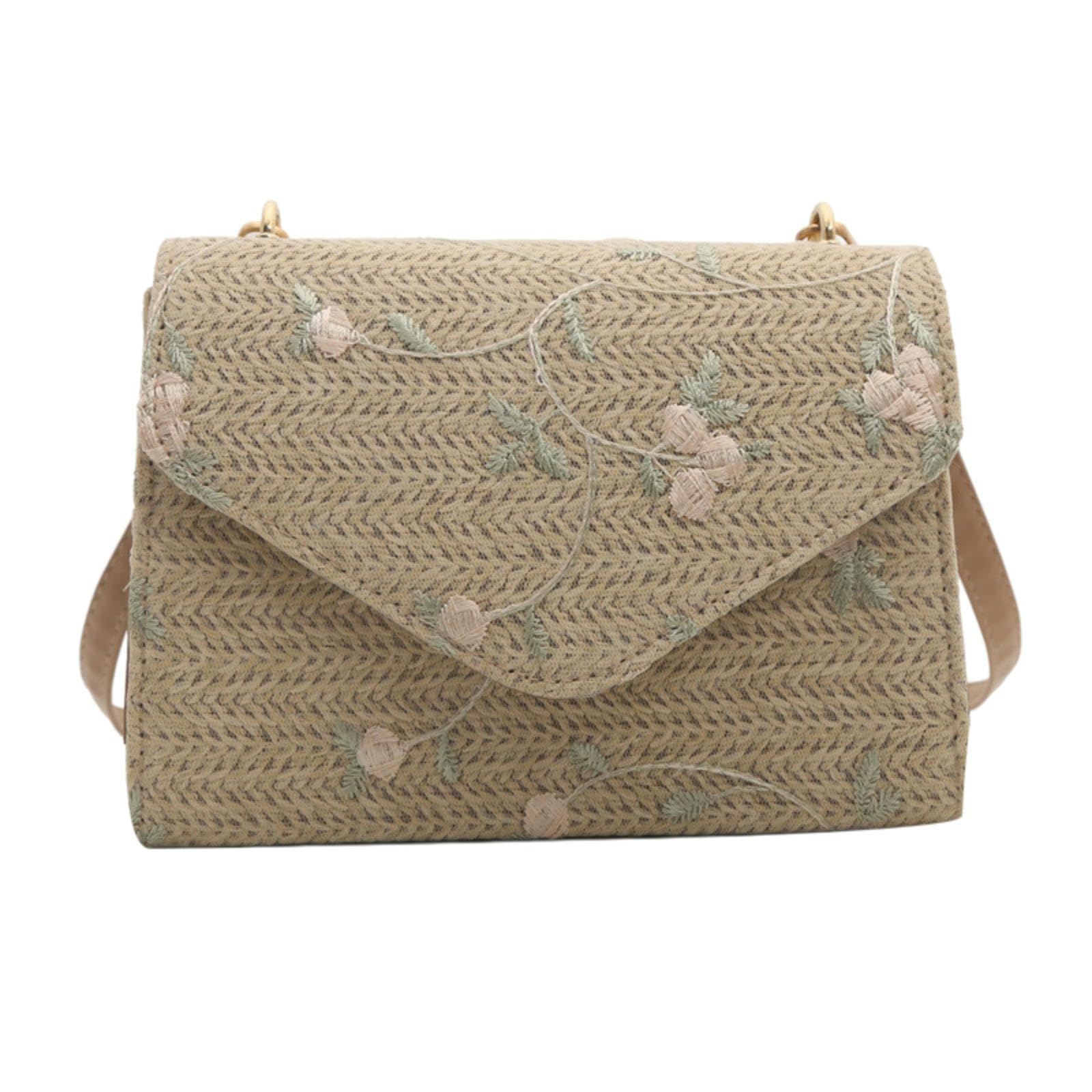 CYUCHENC East-West Crossbody Bag Fashionable Temperament, Gentle Weaving, Casual Personality, Summer, Single Shoulder Small Square Women's Bag-khaki