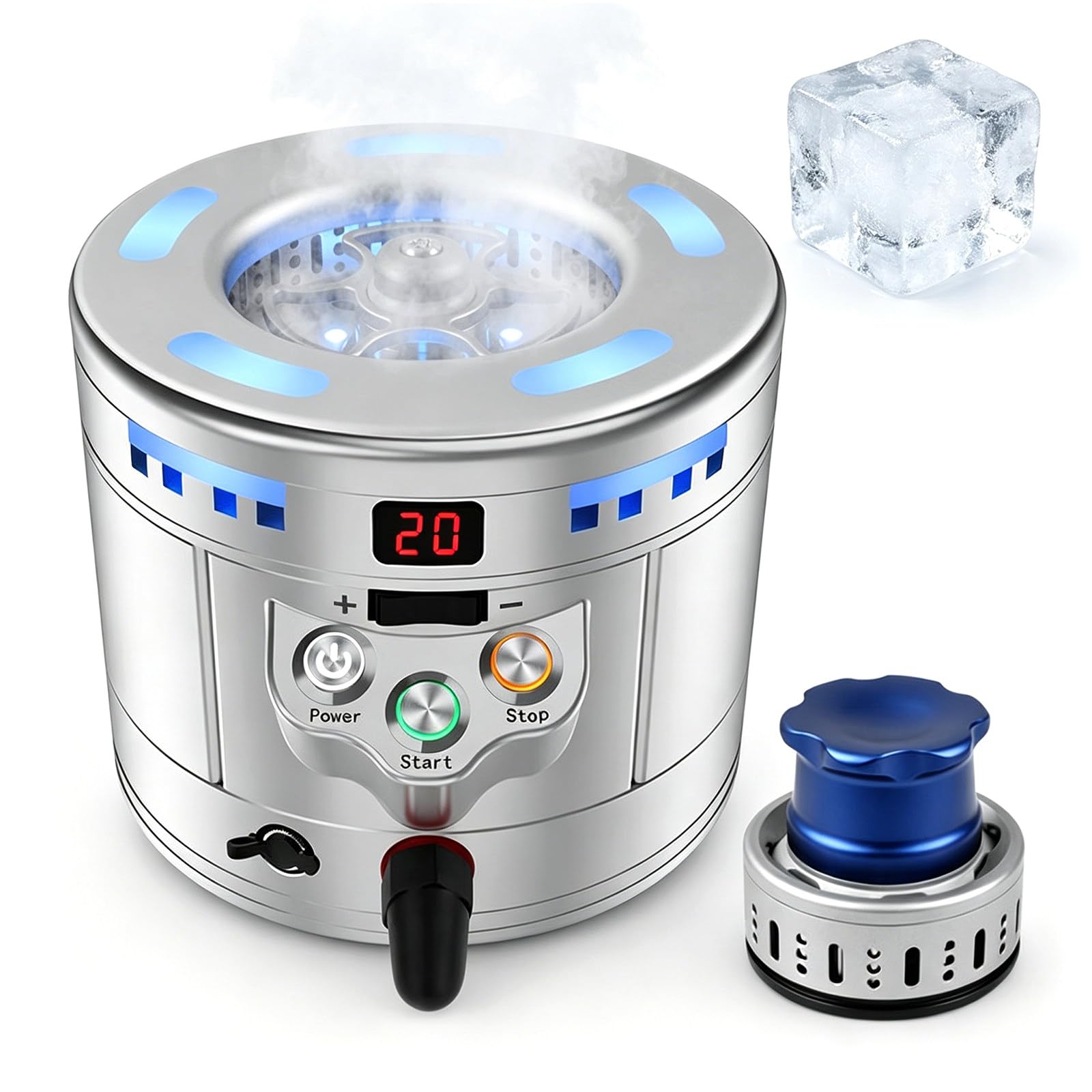 ZMJGLL Professional Dry Ice Maker & Glass Chiller,On-Demand 25g Dry Ice in 12-17s,Instant Drinkware Cooling for Cocktail,Restaurants,Hospitality Venues