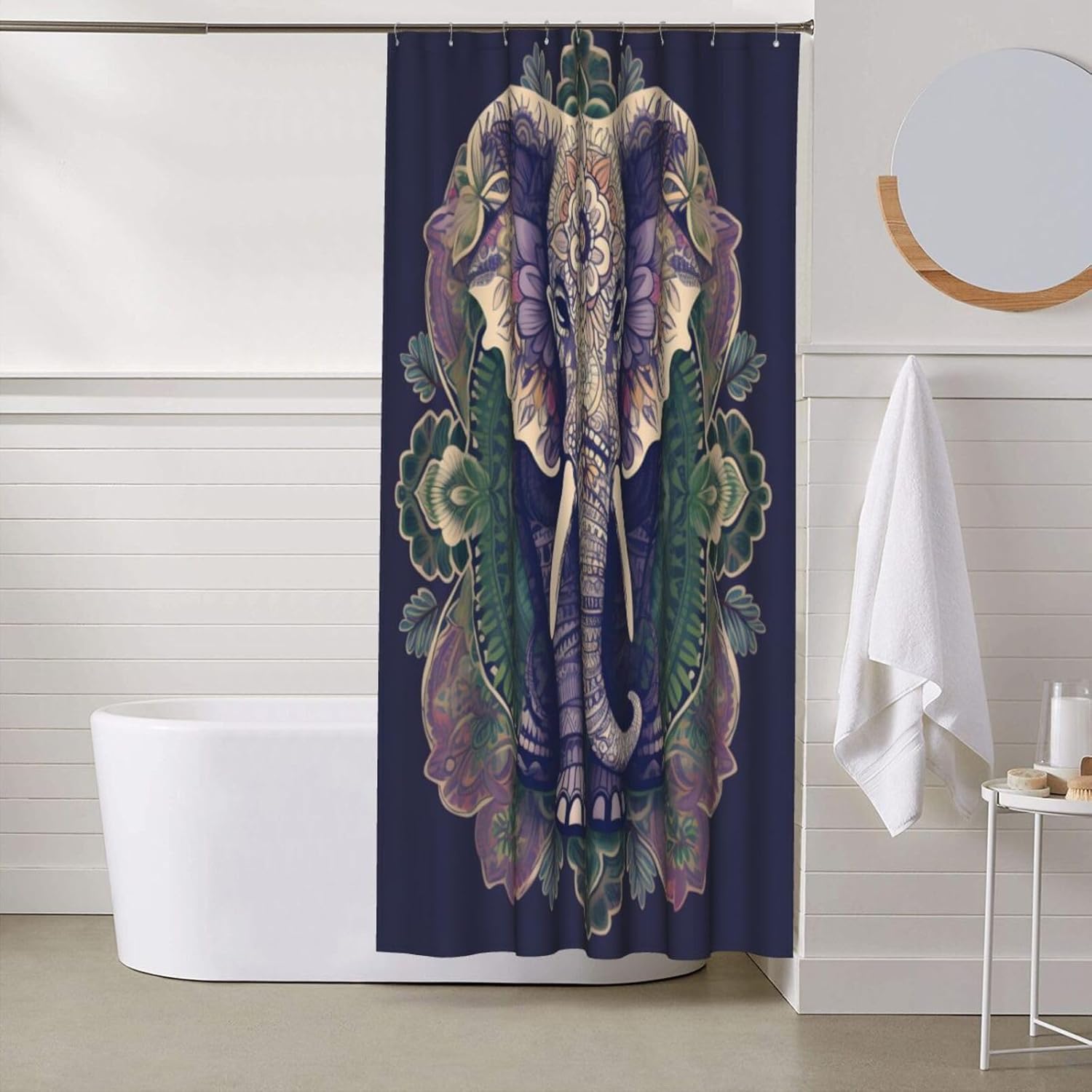 Art Elephant Shower Curtain, Bathroom Curtain Waterproof Polyester Fabric with 12 Hooks 60" x 72"