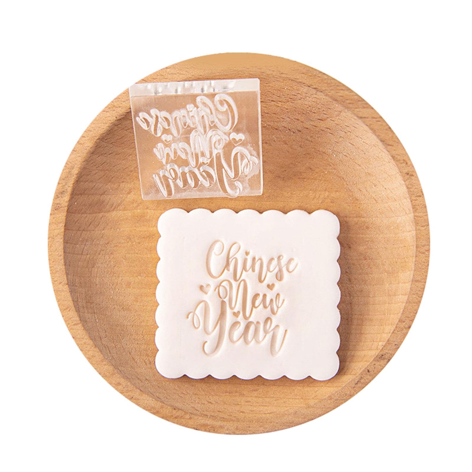 MALSSE Clear Pattern New Year Fondant Molds New Year Treats Creating Letter Embosser Ideal for Beginner and Experts Family Baking Fun