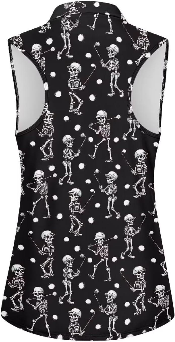 Suobstales Women's Sleeveless Golf Polo Shirts 1/4 Zip Tennis Tank Tops with Collar UV Protection Quick Dry Tennis Sport Tops - Image 3