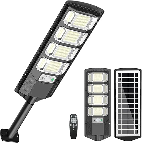432LEDS - Farola solar para exteriores IP67Waterfroof, 6500K luces solares de inundación al aire libre del atardecer al amanecer, sensor de