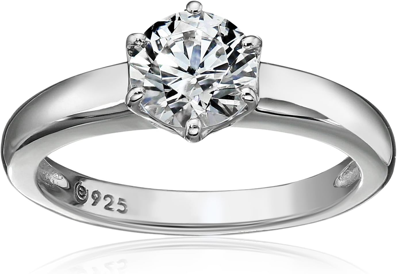 Sterling Silver Solitaire Ring set with Round Infinite Elements Cubic Zirconia (previously Amazon Collection)