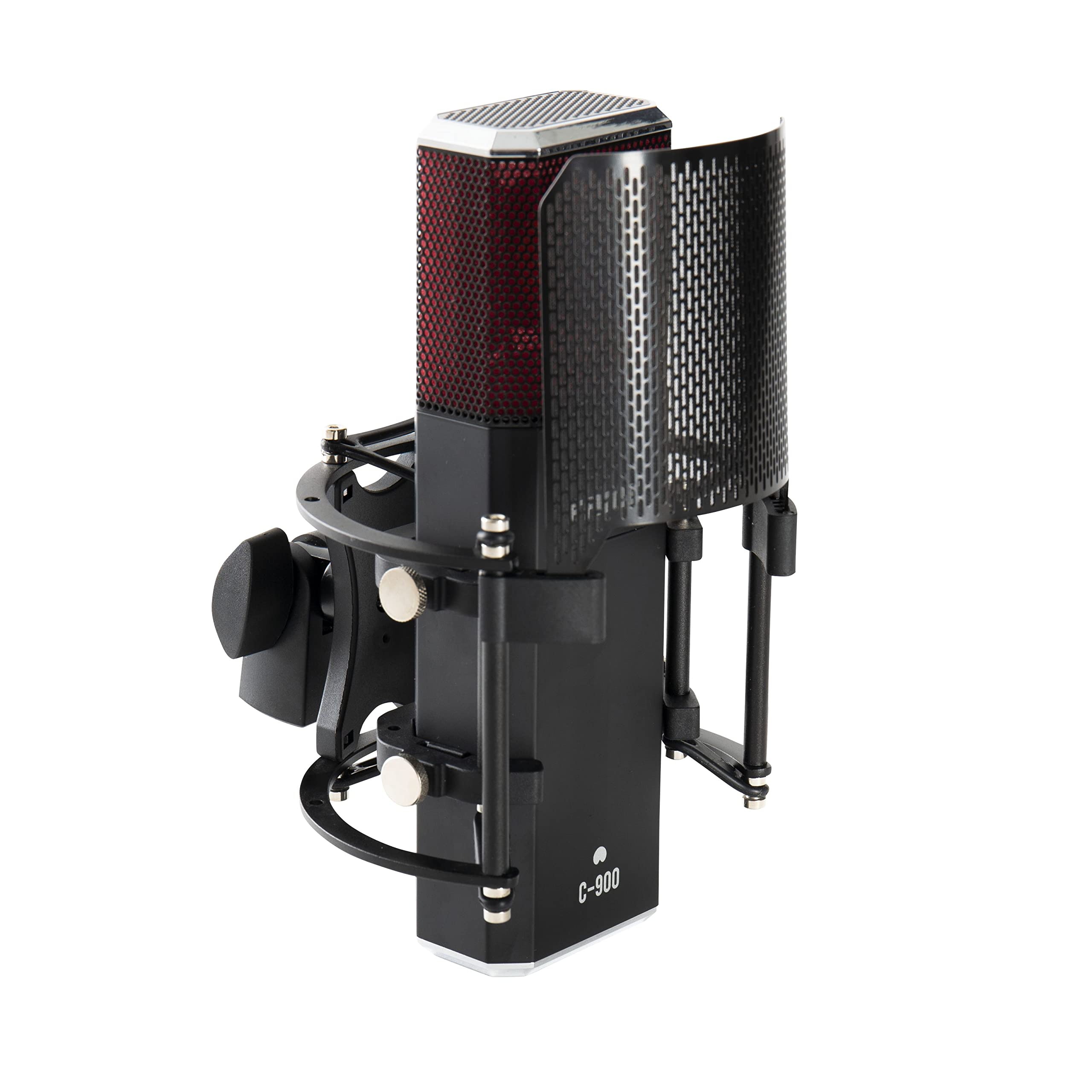 Fame Audio Studio C-900, Großmembran Kondensatormikrofon, Schwarz, Nierencharakteristik, 20-20.000Hz, 135dB SPL, 12.5mV/Pa, XLR, 48V, inklusive Spinne und Poppschutz, für Vocal/Gesang und Heimgebrauch