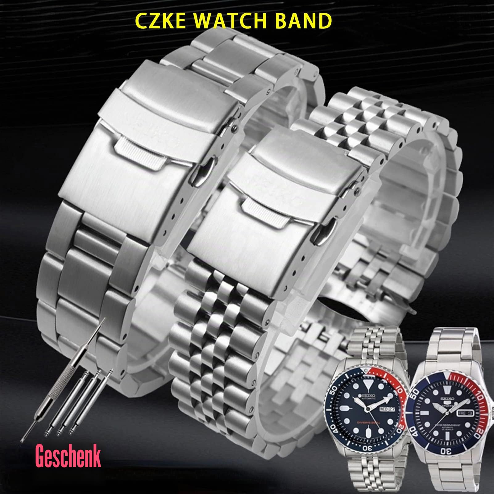 Für SEIKO Nr. 5 SKX009 SKX007 SKX175 SKX173 massives Edelstahl-Armband 20 mm 22 mm Herren-Armband Zubehör Uhrenarmband Armband