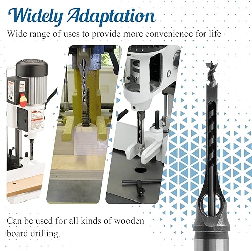 Miniatura 6 de Broca de agujero cuadrado, broca de cincel de mortaja de sierra de agujero de carpintería de 14 pulgadas, herramienta de brocas en espiral de cincel