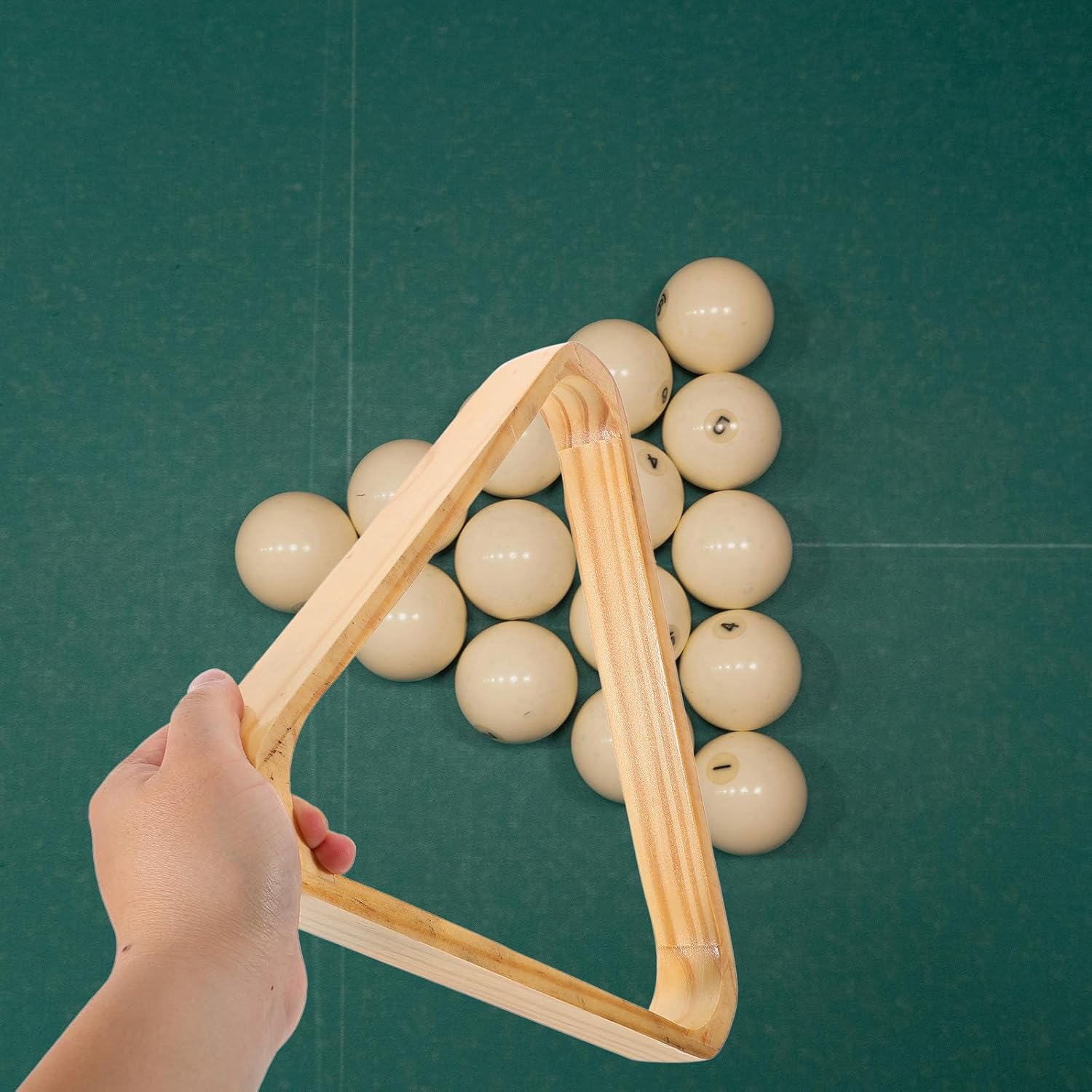 SECFOU Solid Wood Billiard Ball Triangle Rack with Multifunction Design and Precise Positioning Sturdy Billiard Ball Storage Tray for Snooker and Table Accessories