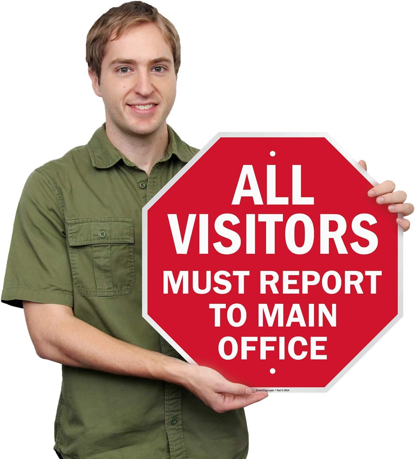 SmartSign "All Visitors Must Report To Main Office" Sign | 18" x 18" Aluminum
