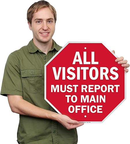 Miniatura 2 de SmartSign Letrero con texto en inglés "All Visitors Must Report To Main Office" | Aluminio de 18 x 18 pulgadas