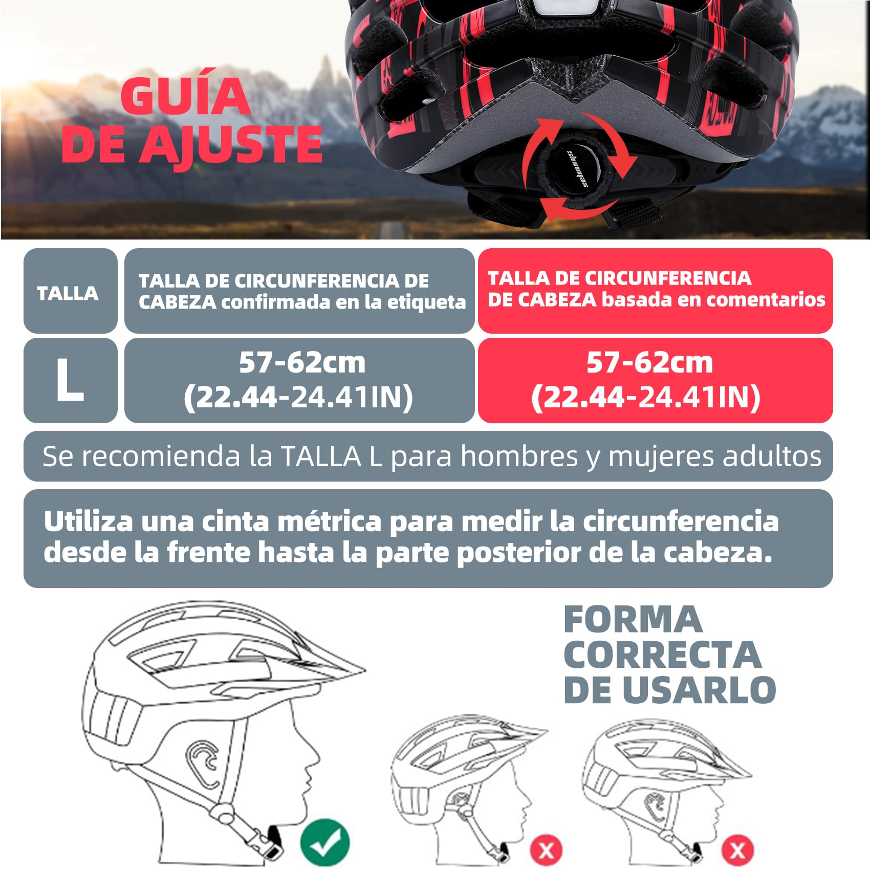Casco Bicicleta Adulto con Luz LED – Casco MTB Carretera y Montaña, Ajustable, Visera Desmontable, Material EPS, Certificado CE y TÜV, Alta Protección y Ventilación (Modelo KL-049)
