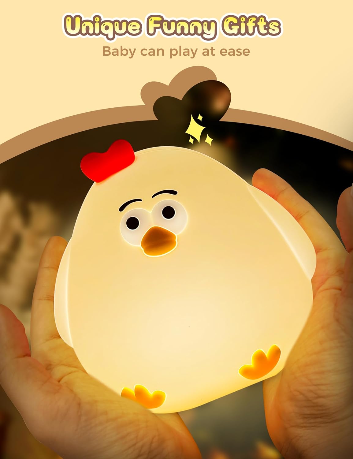 L LOHAS LED Night Light, Silicone Chick Cute Lamp,3 Level Dimmable,30 Minutes Timer Nightlight, Bedside Touch Night Light, Soft Lamp