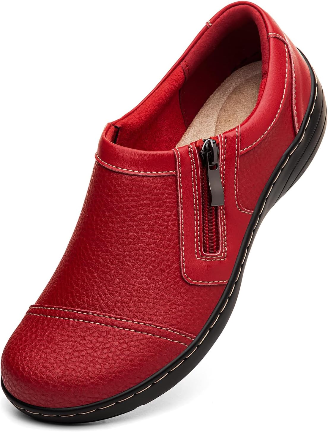 Gloryjoy Women's Comfortable & Lightweight Leather Loafers Cute Slip On Dress Shoes for Women Business Casual Office Work Shoes Everyday Walking Flats