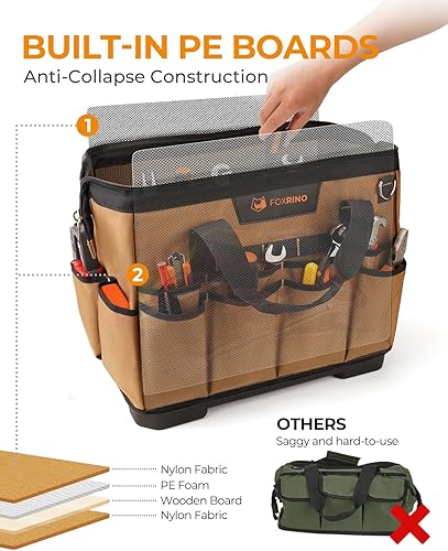 Miniatura 2 de Bolsa de herramientas resistente de 14 pulgadas, 42 bolsillos portátil vacía caja de herramientas organizadora, organización de caja de herramientas