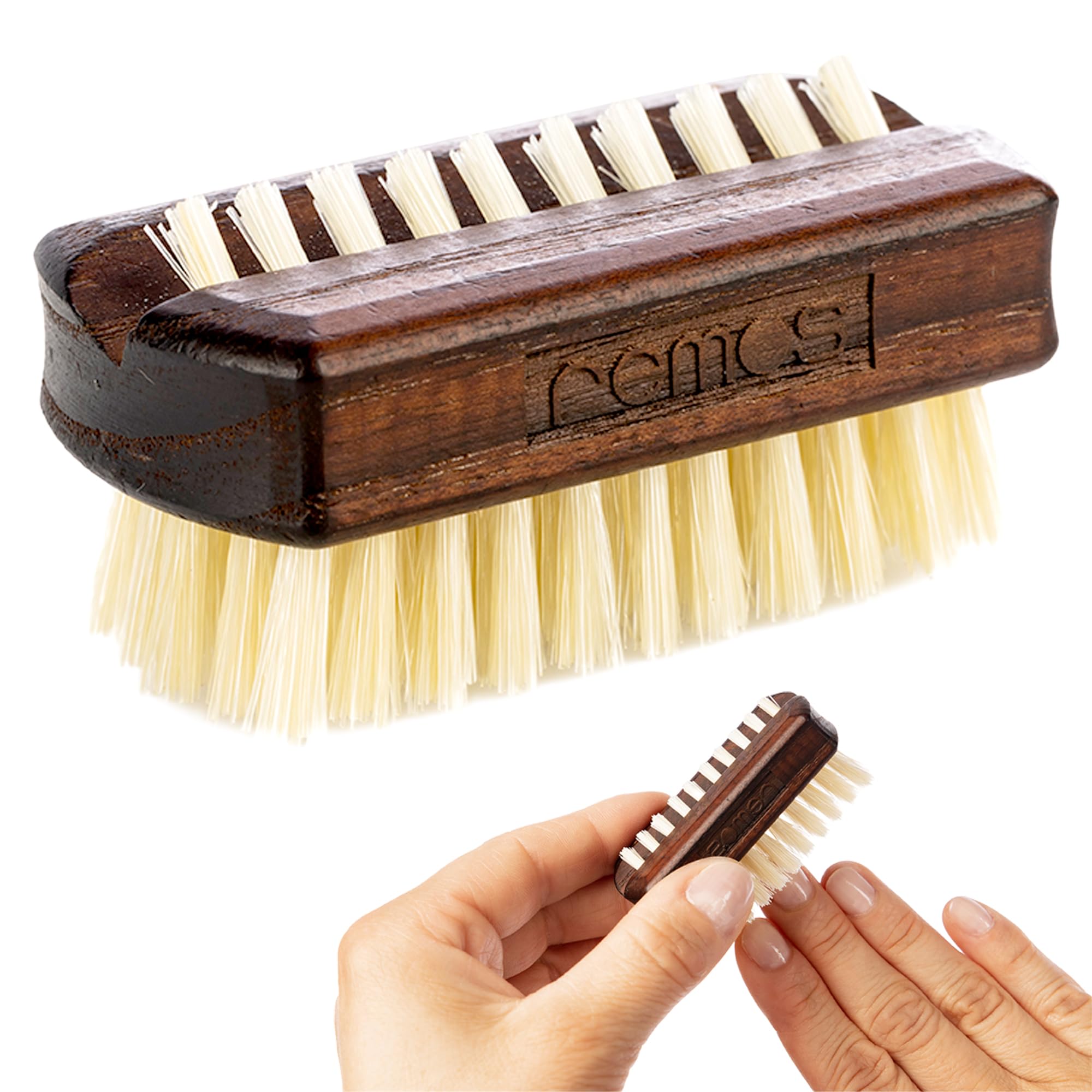 REMOS Mini Brosse à Ongles de Voyage avec Poils de Sanglier en Bois de hêtre [5,9 x 2,9 x 3 cm]