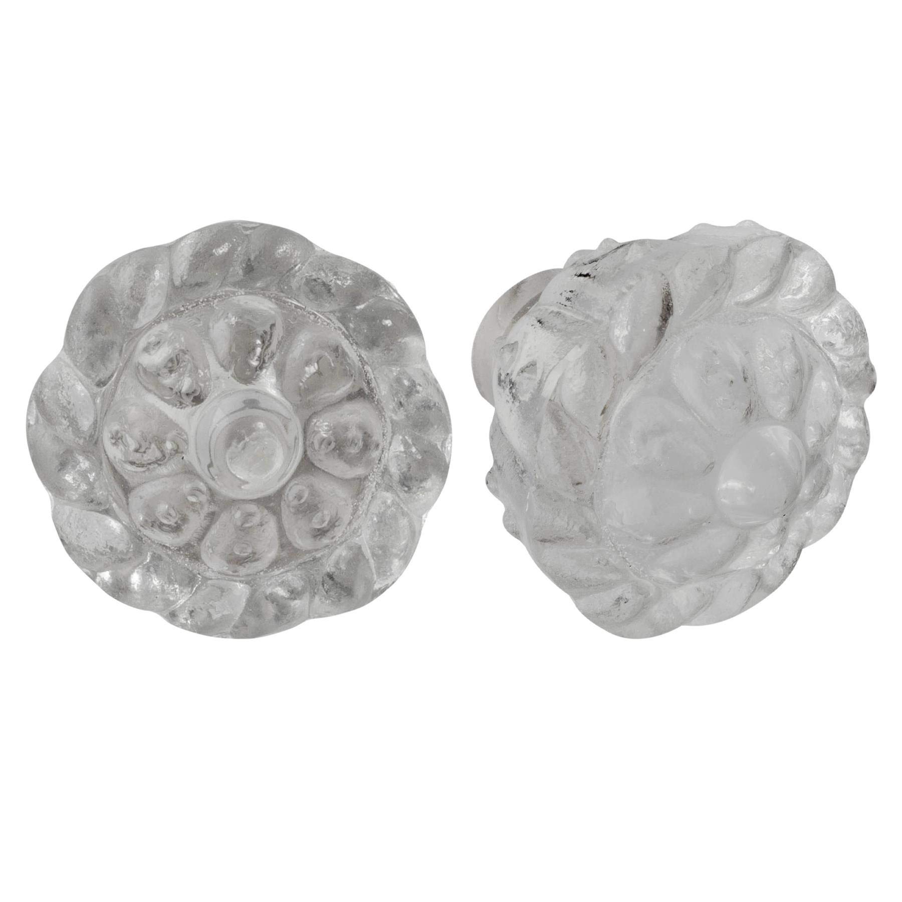 Nicola Spring Glass Cupboard Drawer Handle Knobs - Floral Design - Pack of 12