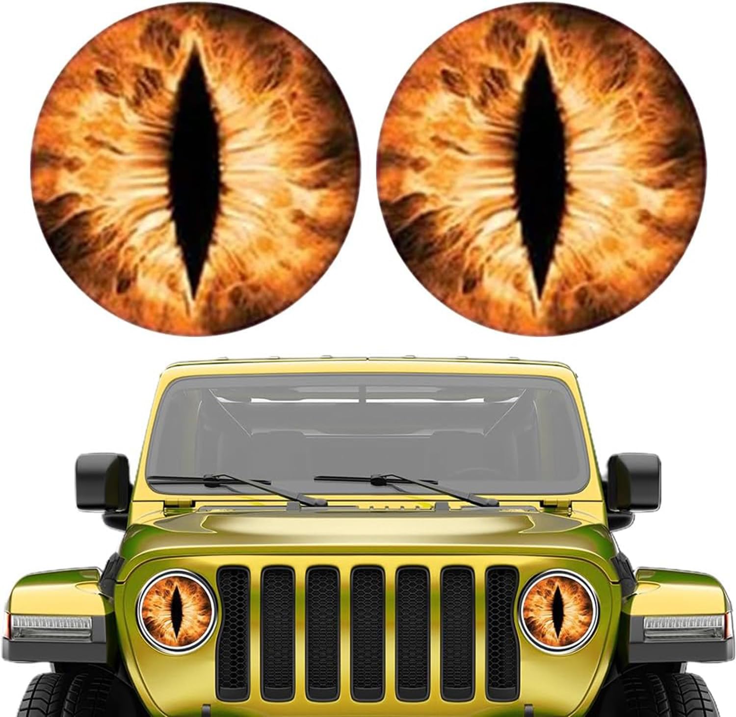 Beast Eyes Headlight Decals, Eye Decals for Jeep Headlights, Round Headlight Decal, 3D Stereo Eyes Headlight Decal Stickers, Funny Decals for Truck Car Body Window Bumper Decoration (Yellow)