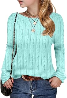 Girls Sweaters Winter Tops Kids Teen Clothes Fashion Long Sleeve Crew Neck Cable Knit Casual Fall Cozy Pullover