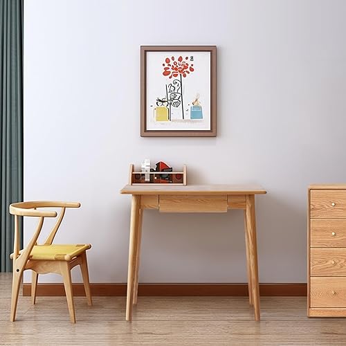 Miniatura 2 de Hymus Escritorio 100% de madera de roble macizo, pequeño escritorio con cajón, escritorio moderno de mediados de siglo para oficina en casa, sala de