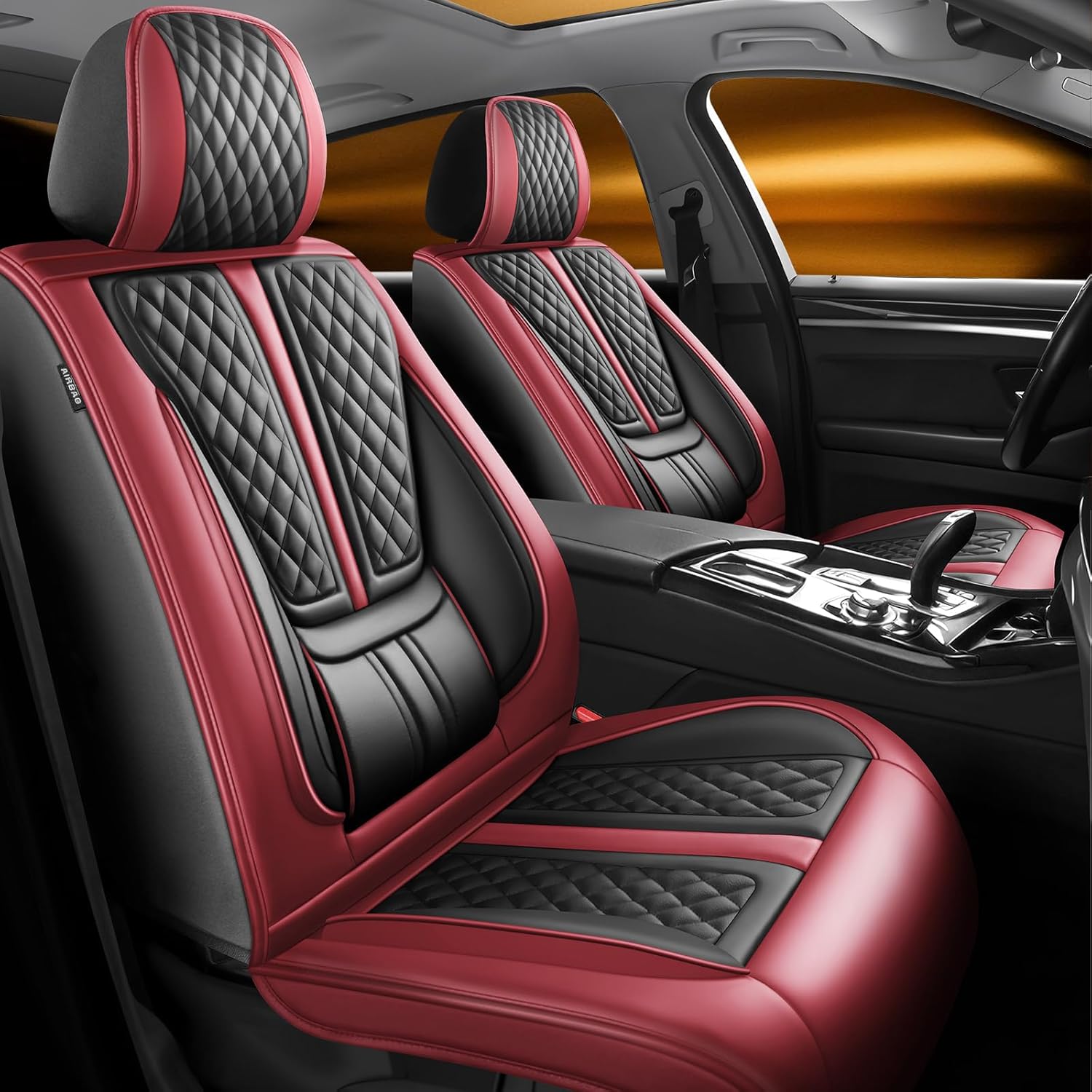 Fit Kicks Car Seat Covers Compatible with Nissan Kicks 2018-2025 2026 S SR SV.Full Coverage Waterproof Leather,Compatible with Airbag,All - Weather Seat Cushion Protector(Full Set,Red)