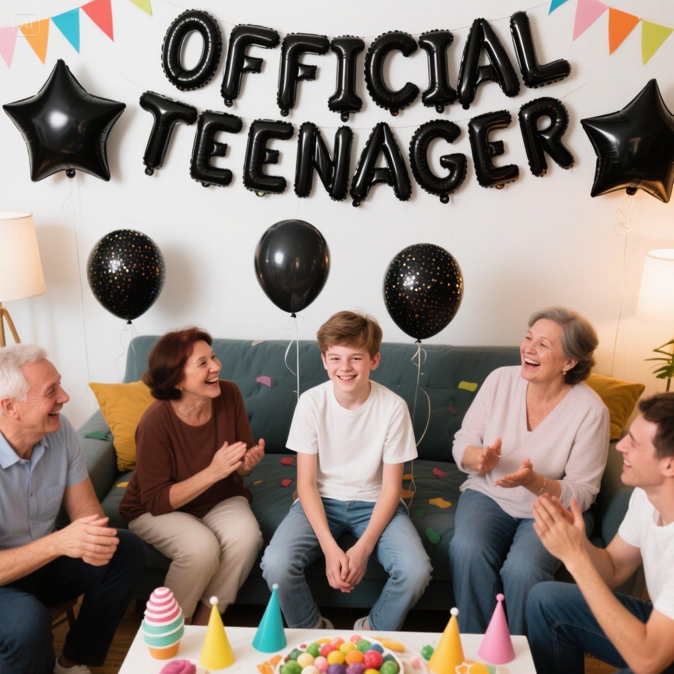 Official Teenager 13th Birthday Decorations Black for Boys, Number 13 Birthday Star Foil Balloons Confetti Balloons for Boys 13 Years Old(13th Black)