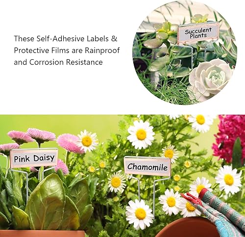 Miniatura 6 de 25 etiquetas de metal de cobre para plantas con 50 etiquetas, película de PET impermeable y bolígrafo permanente, 6.1 pulgadas resistente a la