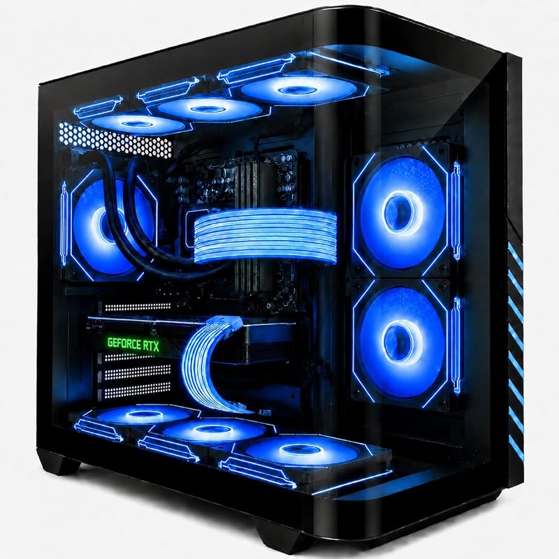 Gaming Desktop PC 12-Core Processor, GeForce GTX 1080 Ti 11GB | 64GB RAM, 1TB NVMe SSD, WiFi 6 & BT 5.4, 9x ARGB Fans, Liquid Cooled,650W PSU, Windows 11