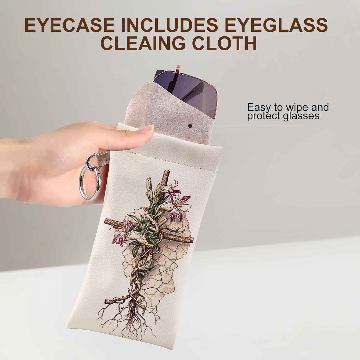 2 Pcs PU Leather Glasses Case Glasses Pouch Bag Sunglass Eyeglass for Men Women Girs with Cleaning Cloth Cute Pattern - Image 4