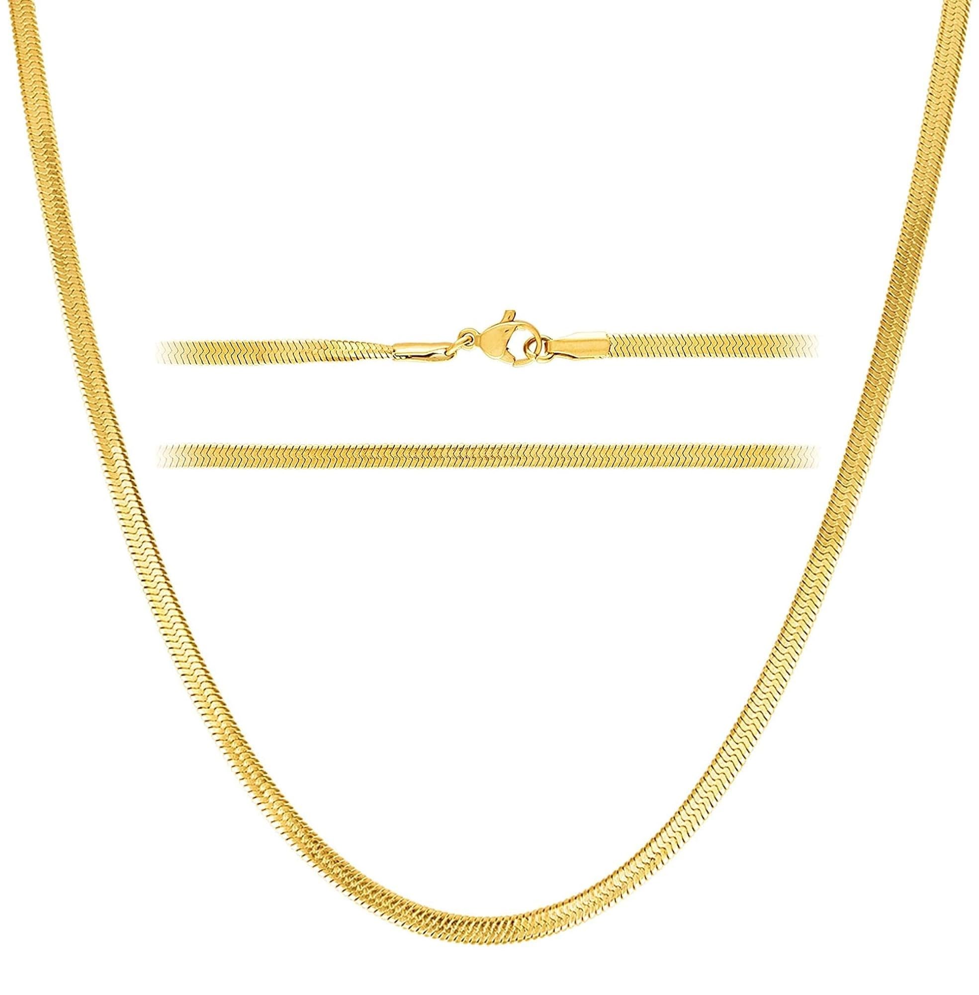 VAMA FASHIONS Classic Simple Golden Stainless Steel Flat Snake Western Charm Stylish Herringbone Gold Neck Necklace Chains for Girls & Women (4mm Chain, 20 Inches Matinee Chain) (B0DBZTMBCY) Amazon Price History, Amazon Price Tracker
