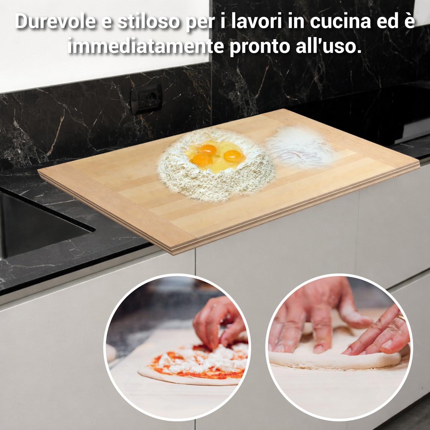 Crisalide® Asse da Pasta 80x60 cm in Multistrato di Pioppo – Spianatoia per Impasto e Lavorazione Pasta Fresca – Tagliere da Cucina Professionale e Casalingo