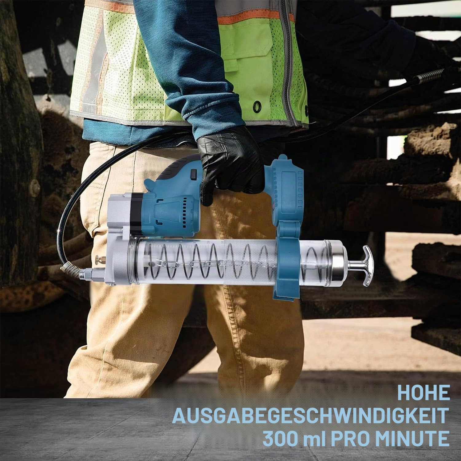 Akku-Fettpresse,Elektrische Fettpresse für Makita 18v Batterie,Fettpresse mit 15000mAh Akku und Zylinder,69MPa Schläuche,Ideale Fettpresse für mechanische Geräte (mit Akku)