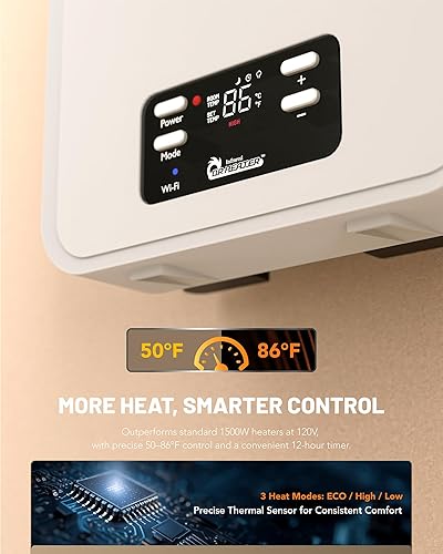 Miniatura 8 de Dr. Infrared Heater Ecoheat - Calentador eléctrico de pared o montado en la pared, sistema dual con infrarrojos y ventilador forzado, control