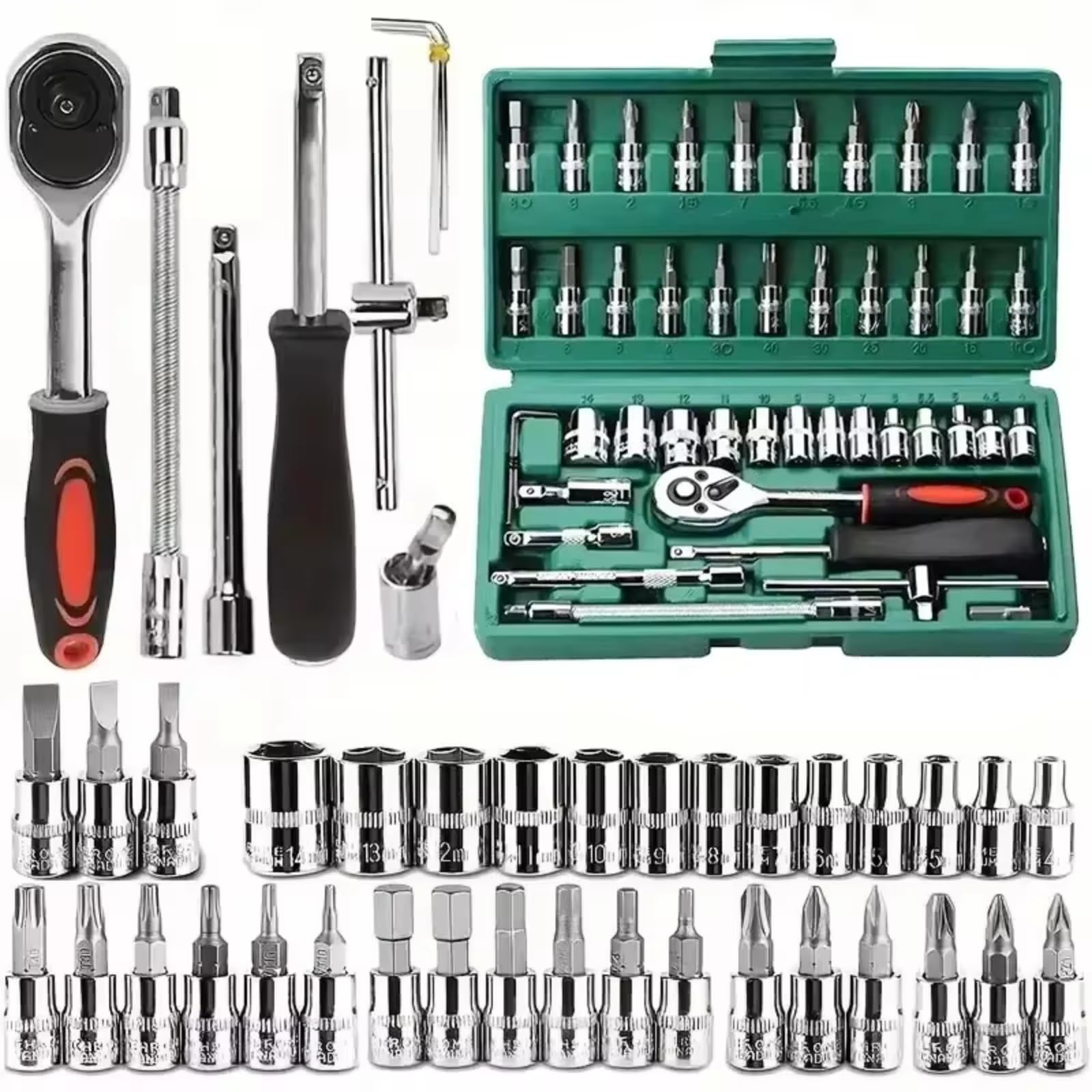 Maletín herramientas multiusos Juego Llaves Tubo 46 Piezas Juego Protección Automática Para Motocicleta Y Coche Juego Combinación Herramientas El Hogar Herramienta Reparación Automóviles