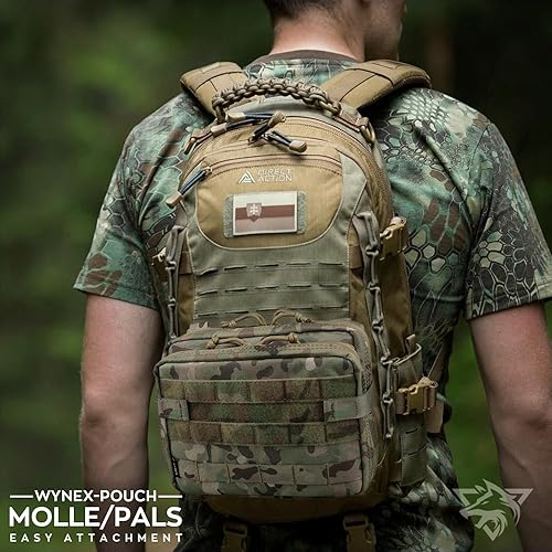 Miniatura 8 de WYNEX Bolsa táctica grande de administración de diseño de doble capa, bolsa de utilidad Molle EDC EMT con funda de mapa, bolsa modular para