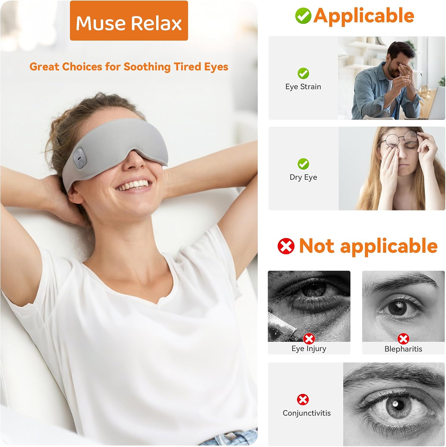 3D Heated Eye Mask Gentle Warm Air Non-Contact with the Eyelids