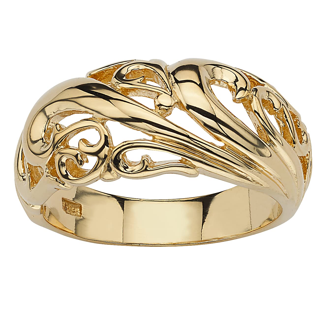 PalmBeach Yellow Gold-plated Sterling Silver Swirling Cutout Dome Ring Sizes 5-12