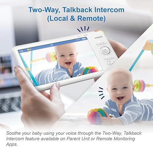 Miniatura 8 de VTech RM7766-2HD RM77662HD Smart Wi-Fi 1080p 2 cámaras 360 Pan-and-Tilt Video Monitor Sistema de monitor de bebé con pantalla de 7 pulgadas, luz