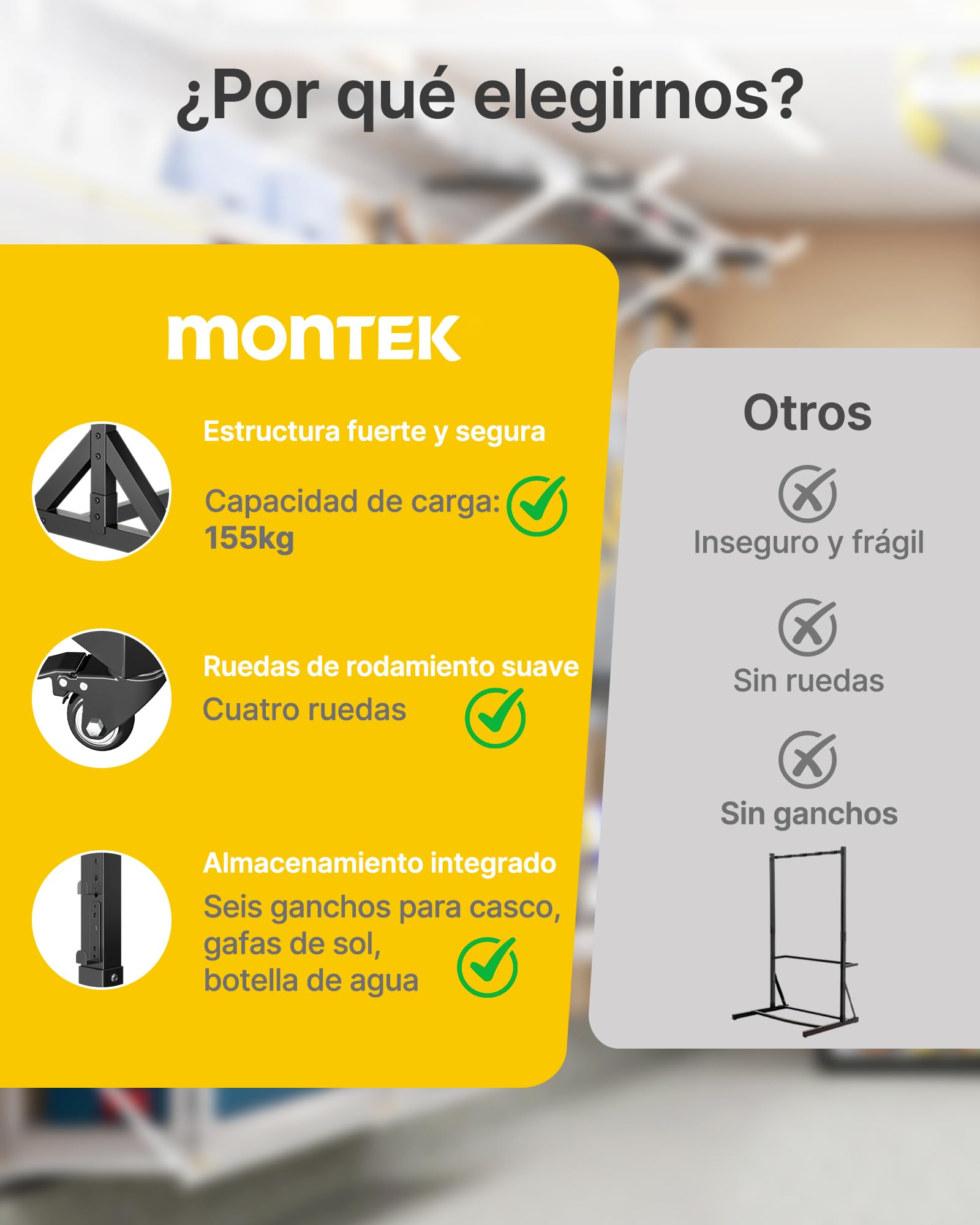 monTEK Portabicicletas Para 5 Bicicleta, Carga Máx 155 Kg