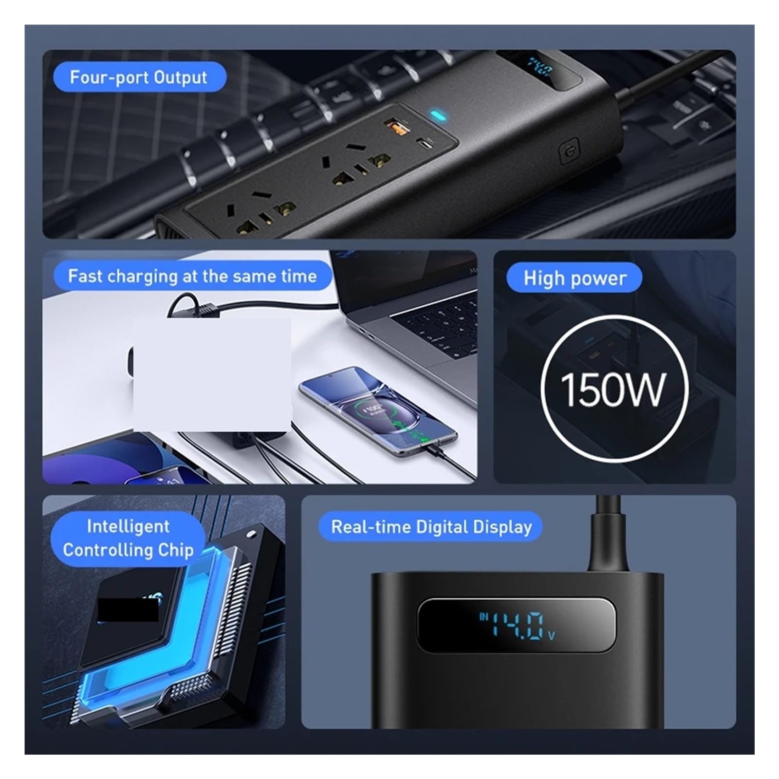 Falownik samochodowy 500 W DC 12 V do AC Konwerter typu C USB Szybkie ładowanie Czysta fala sinusoidalna Kemping na świeżym powietrzu