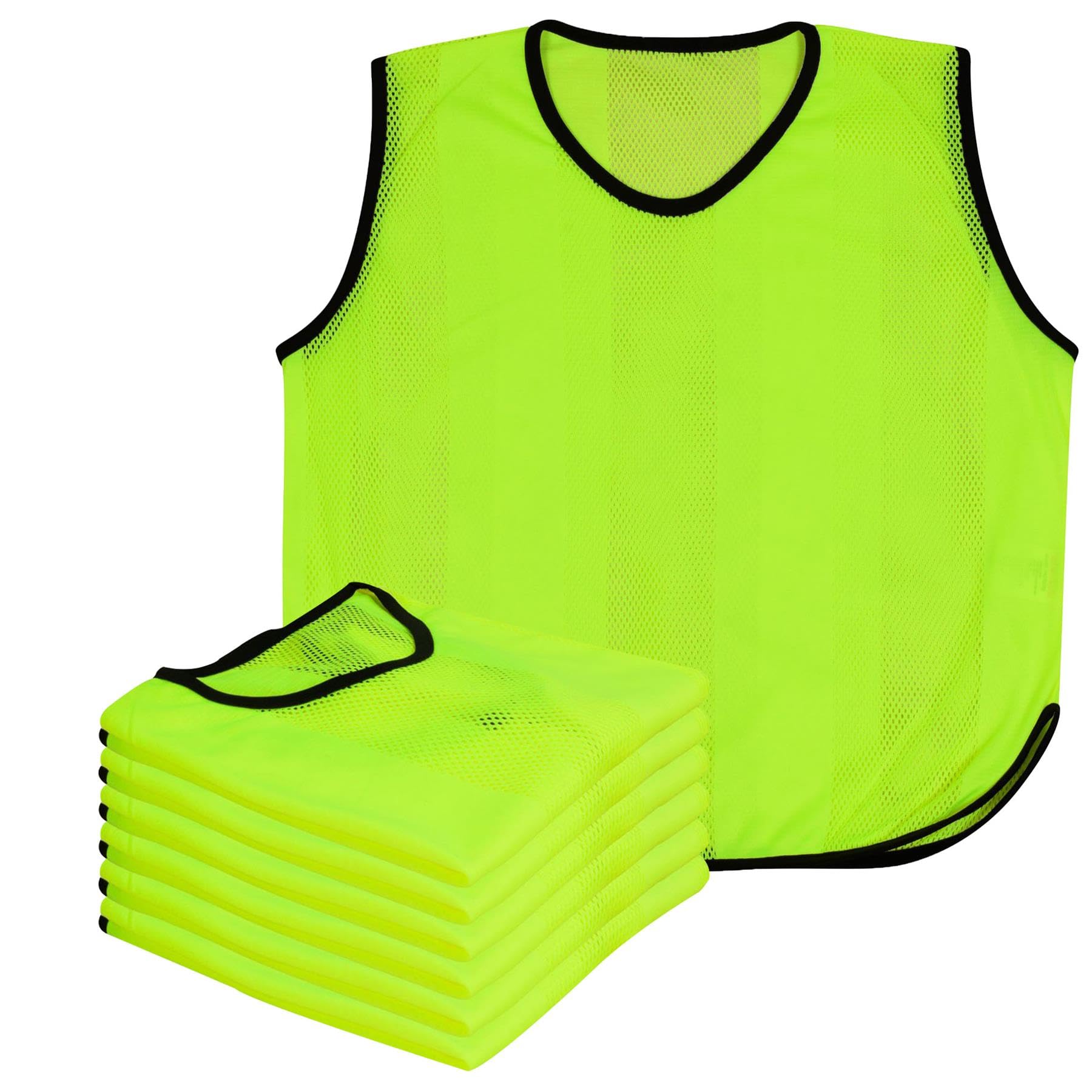 A2Z 4 Kids 6 Pack Training Bibs Sports Vests Comfortable Breathable - Sports Bibs 762 Yellow 4-8