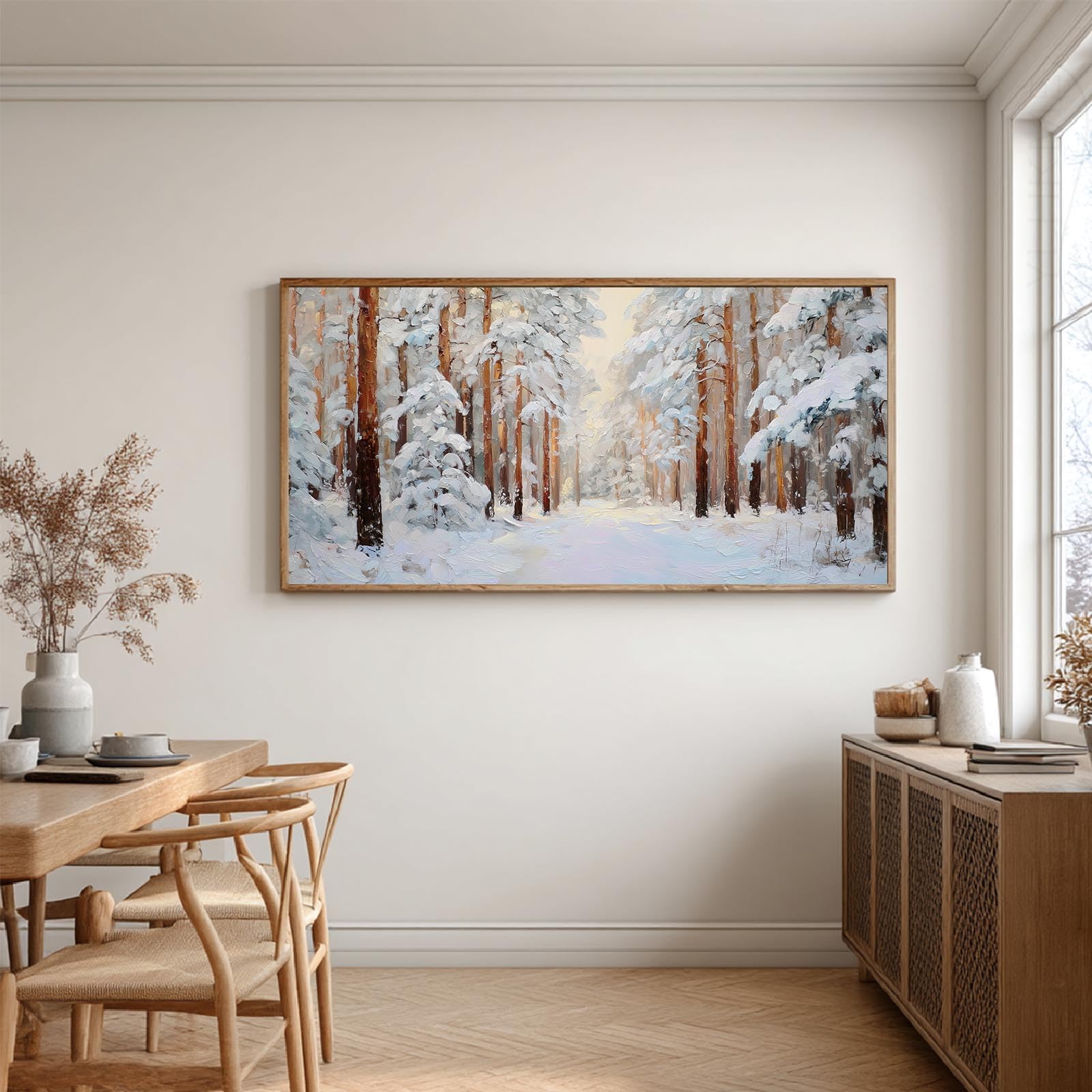 YLHKME Bilder Auf Leinwand, Winterlandschaft Natur Schnee Modern Leinwandbilder Kunstdruck Wandbilder Für Wohnzimmer Schlafzimmer Wohnkultur Deko (80X160CM,D-Ungerahmt)