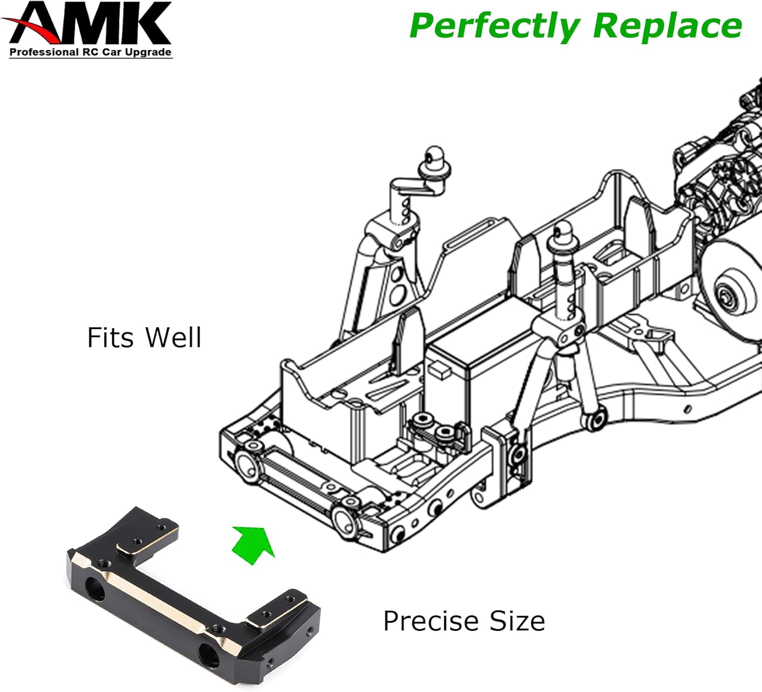Brass SCX10 II Front Bumper Mounts 86g Servo Mount for 1/10 RC Crawler Redcat Gen 7 Axial SCX10 Upgrades Metal LCG Chassis