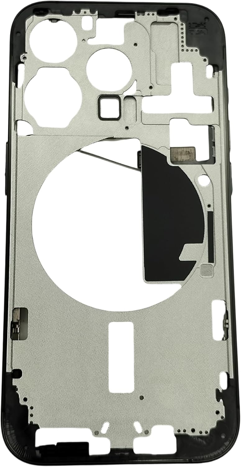 TheCoolCube Middle Frame Housing Cover Case with Power & Volume Button Replacement Compatible with iPhone 15 Pro 6.1 Inches (US Version) (Black)