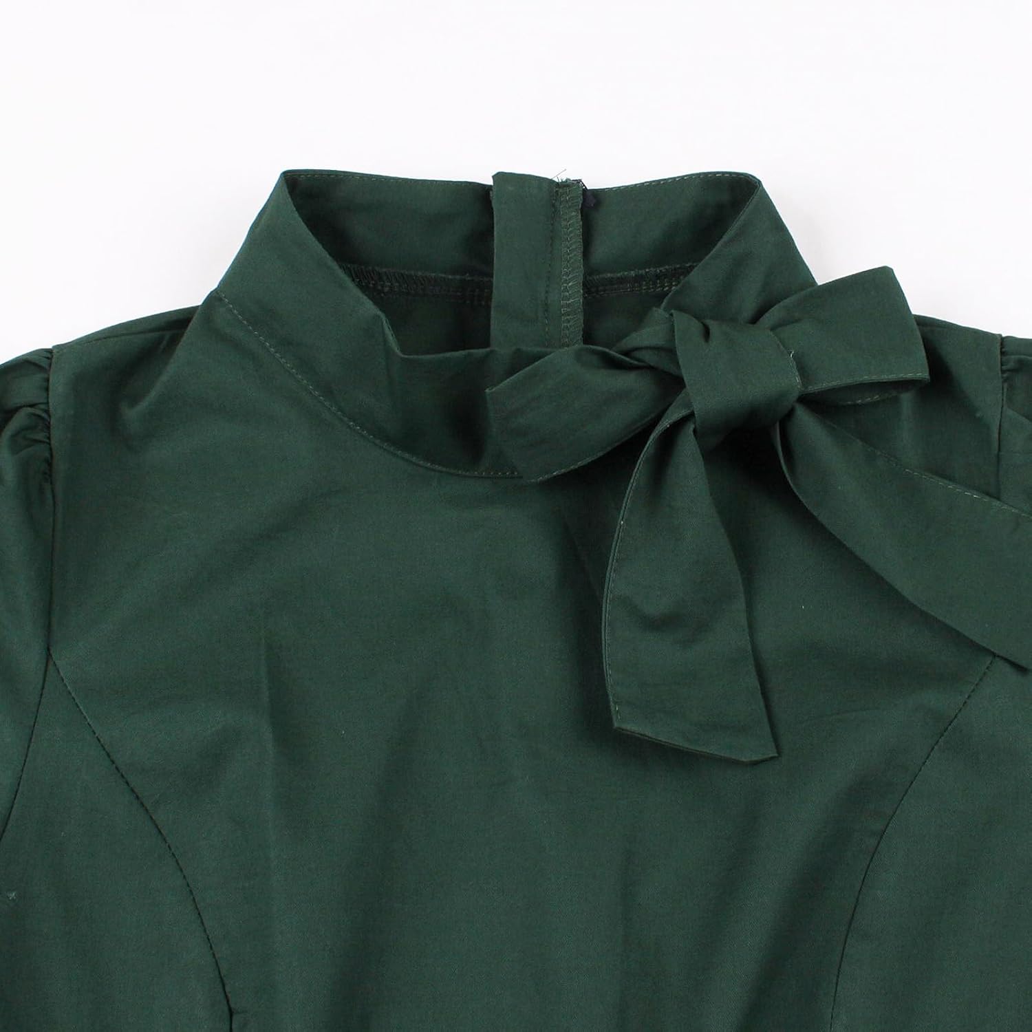 ODIZLI 1950's Dresses for Women Rockabilly Dresses Retro Dress Short Sleeve Tie Neck Swing Dress Cocktail Dress - Image 5