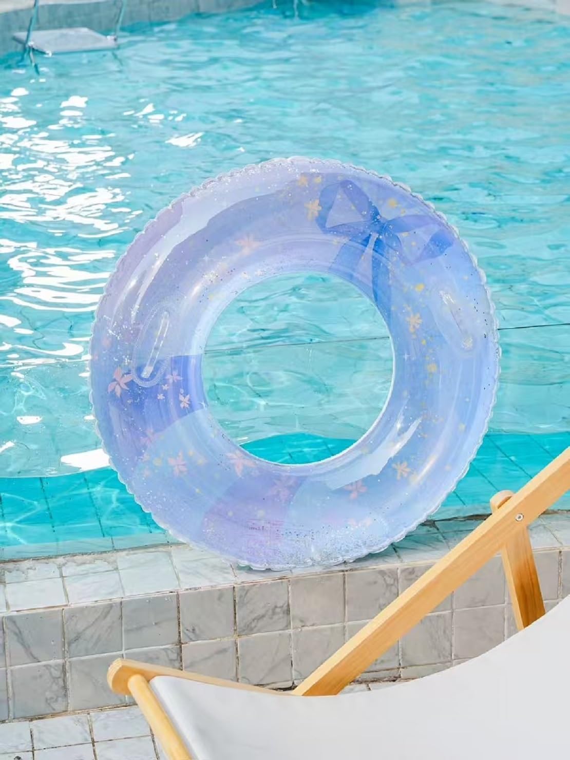 Bouée De Piscine Arc-en-ciel Scintillante – Taille Adulte/enfant 75 Cm (diam. Ext.) – PVC Durable – Parfaite Pour Fêtes Aquatiques