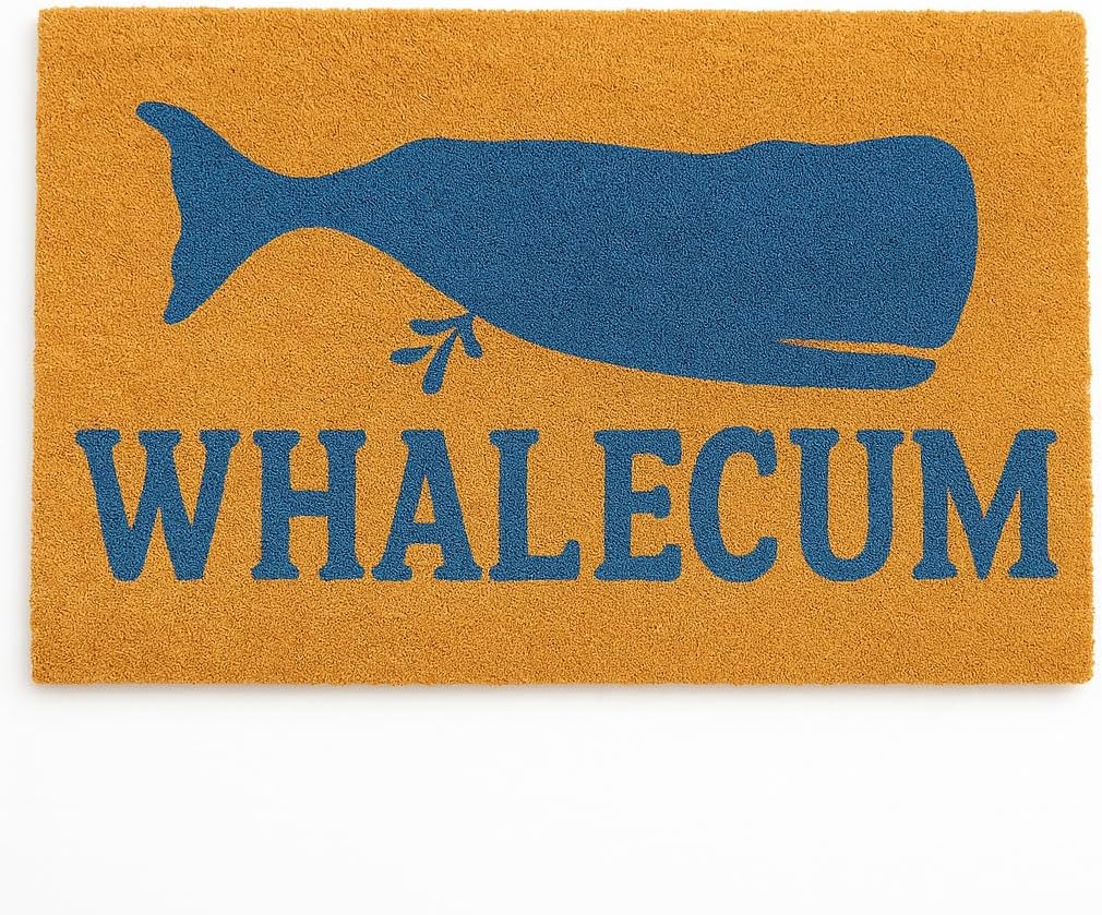 Funny Doormat – 18"x30" Natural Coir Welcome Mat with Rubber Backing – Whale Pun Front Door Mat for Indoor/Outdoor Entry